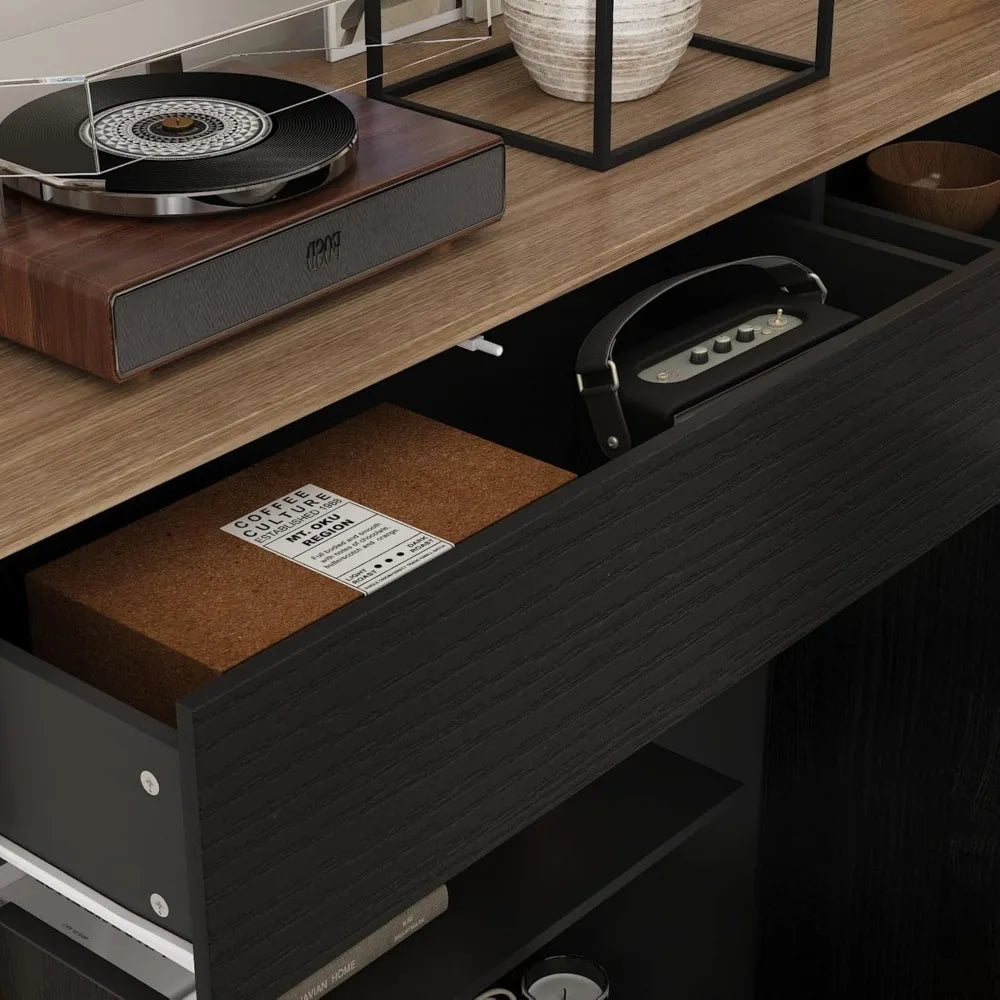 Modern 59 Inch Sideboard Buffet Cabinet with 2 Drawers and Pop-Up Doors