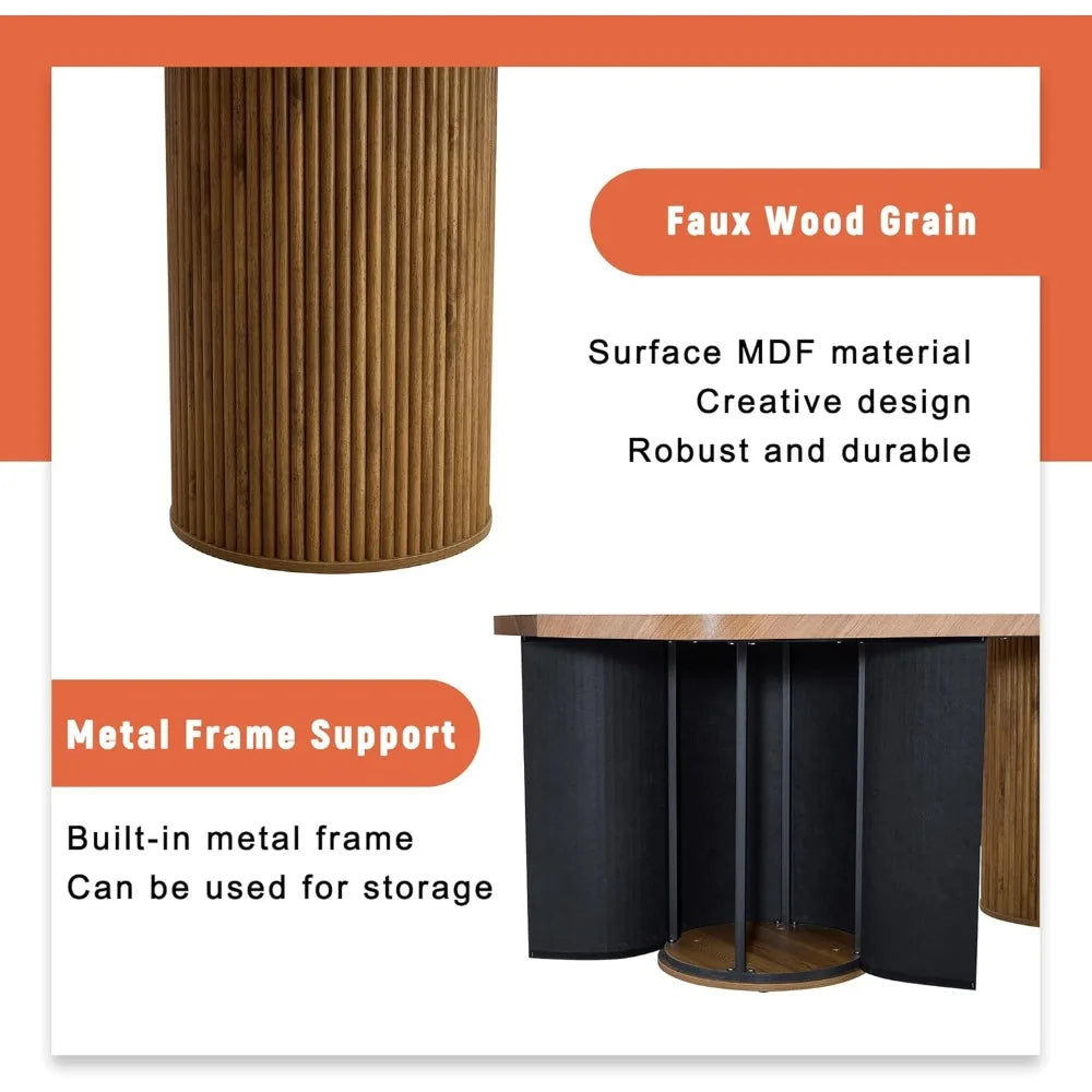 79 Inch Dining Table Set for 8 Wood Rectangular Kitchen Table Chairs