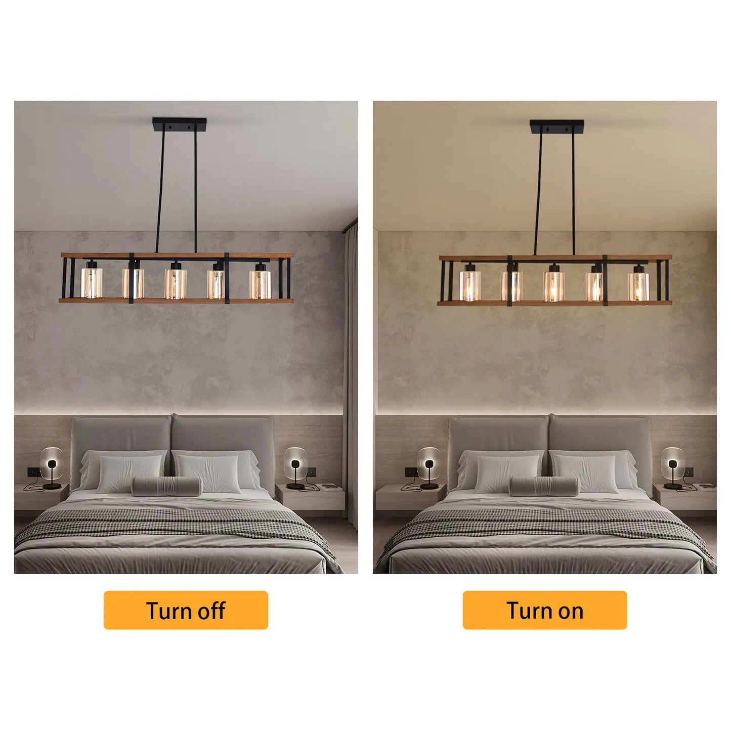 5-Light Farmhouse Chandelier Industrial Style for Dining Room Kitchen