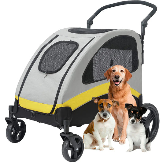Ultra-large Dog Stroller 4 Wheels Foldable Pet Jogger Carrier 55kg