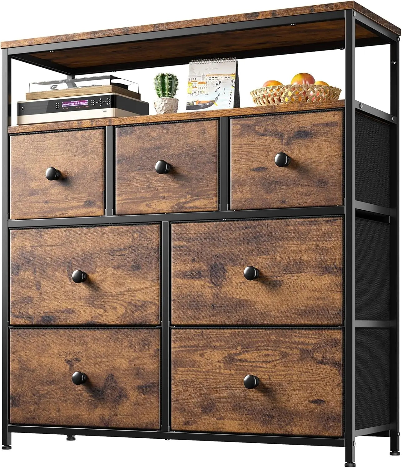 Dresser with 7 Drawers and 2 Shelves Versatile Storage Organizer
