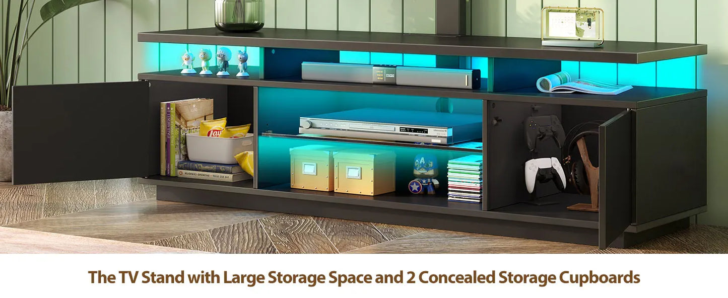 Modern TV Stand with Mount and Power Outlet for 32-70 inch TVs