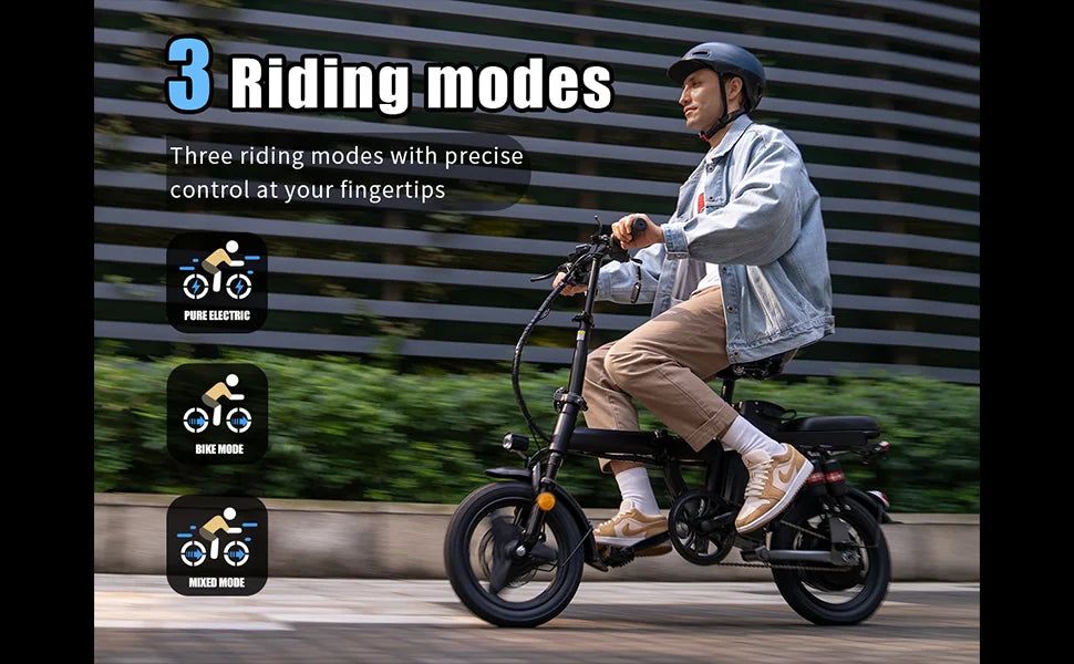 Folding Electric Bike 500W 48V 15AH Removable Battery 20MPH Commuter Ebike