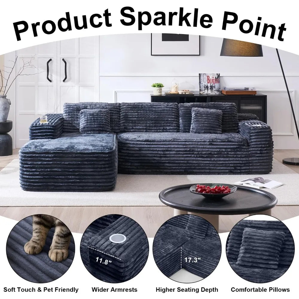 Ljustra Cloud Sectional Couch Modern L-Shape Modular Sofa with Storage