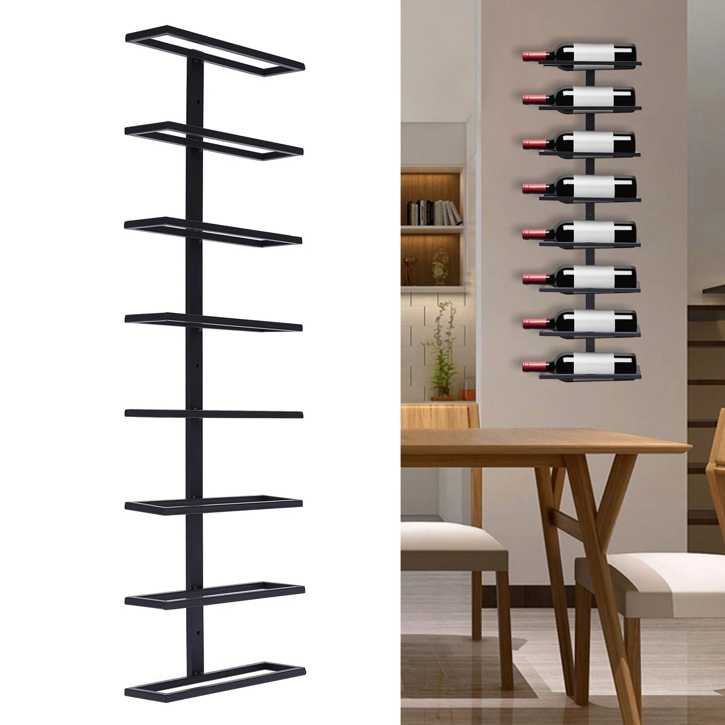 8 Layers Wall Mounted Wine Rack Detachable Storage Organizer Kitchen Bar