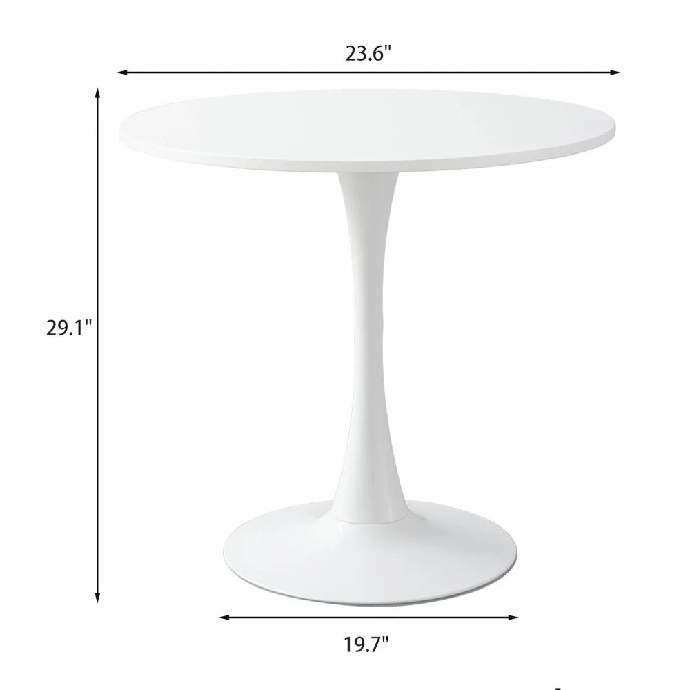 Modern Round Dining Table Steel Base Kitchen Coffee Table 24 Inch