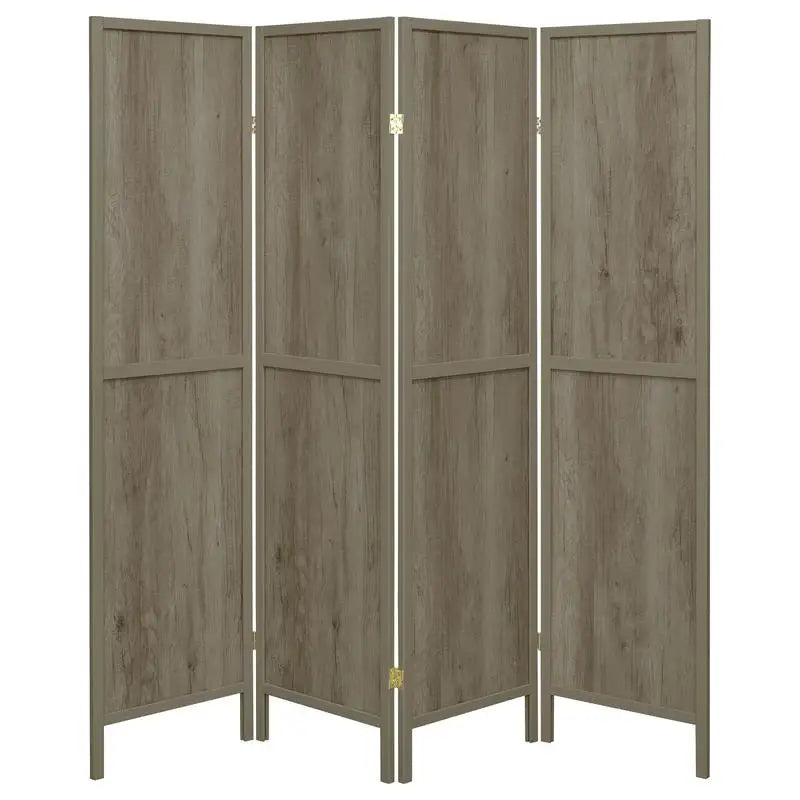Light Grey 4-Panel Folding Screen Room Divider Privacy Rustic Decor