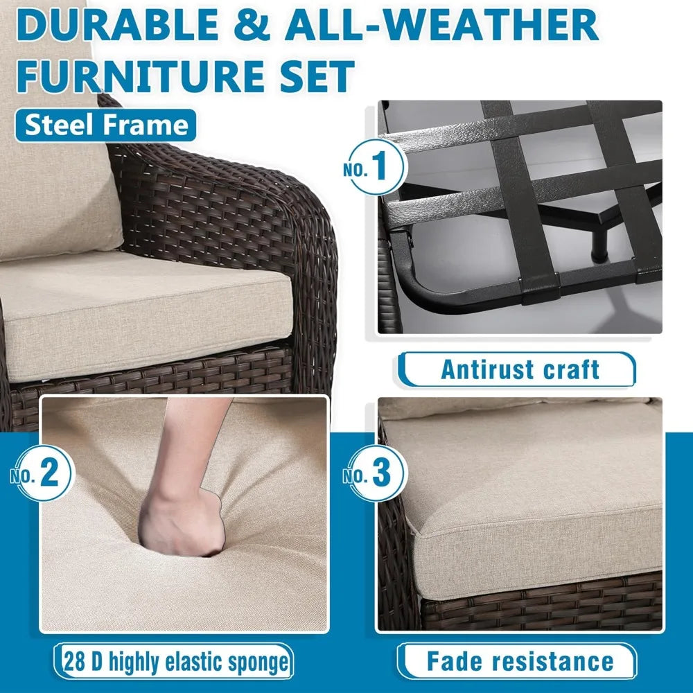 Outdoor Patio 360 Degree Swivel Glider Rocker Chairs Set of 2 Washable Cushions