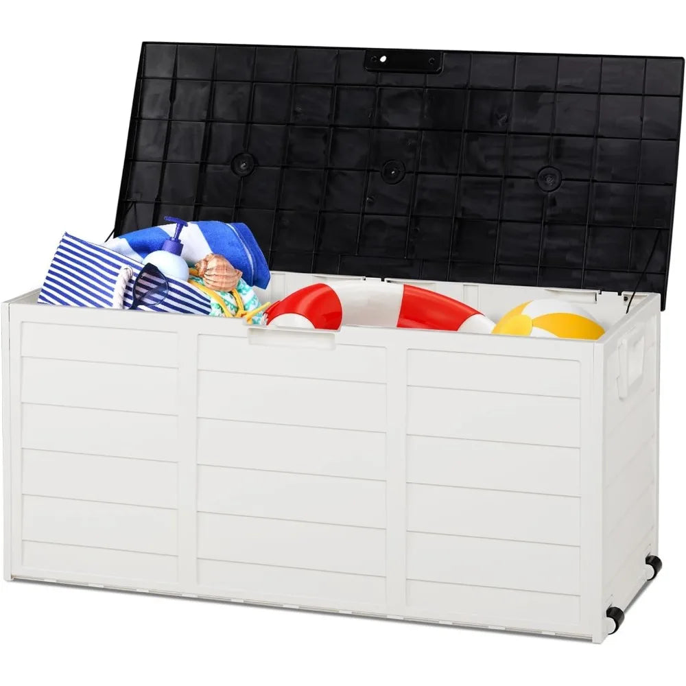 Ljustra 75 Gallon Outdoor Storage Box Waterproof Deck Box with Wheels