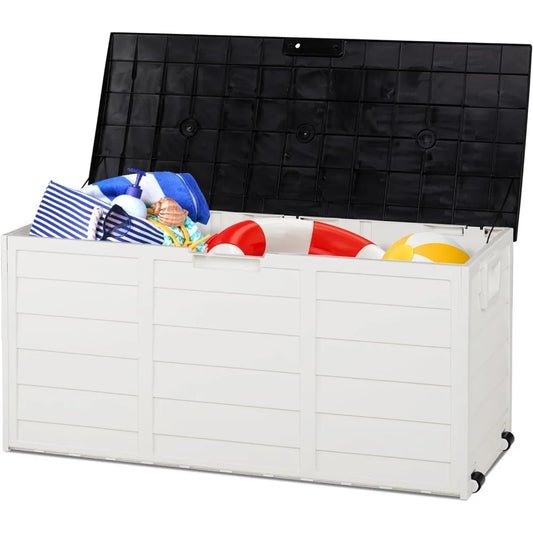 Ljustra 75 Gallon Outdoor Storage Box Waterproof Deck Box with Wheels