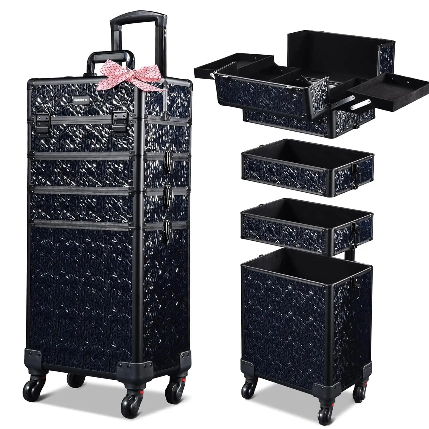 Rolling Makeup Train Case 4in1 Cosmetic Trolley Organizer Travel Cart