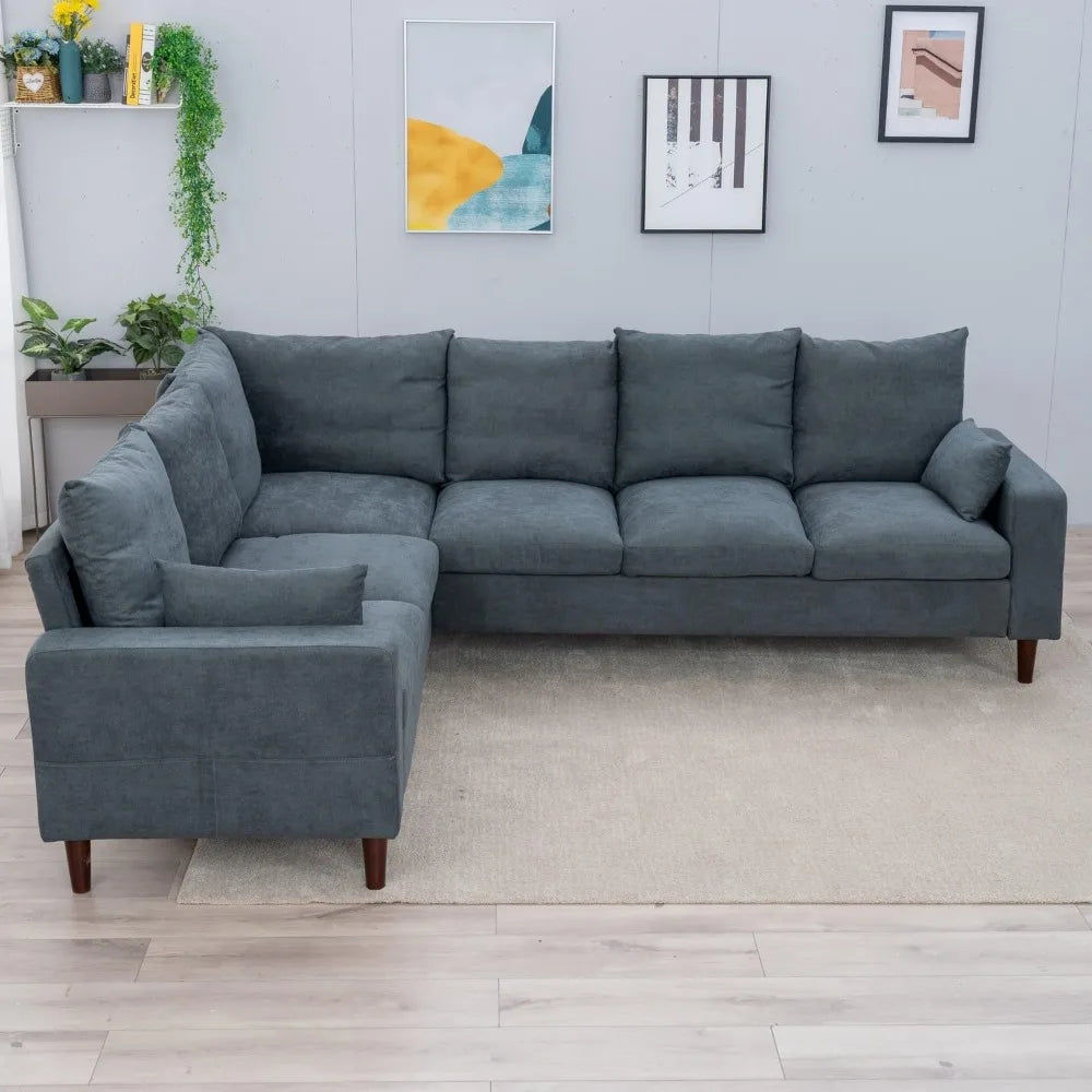 Modern Upholstered L-Shape Sectional Sofa Living Room Furniture