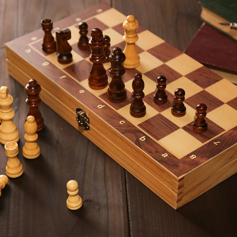 Ljustra 29x29cm Large Chessboard Wooden Set 3 in 1 Best Gifts for All