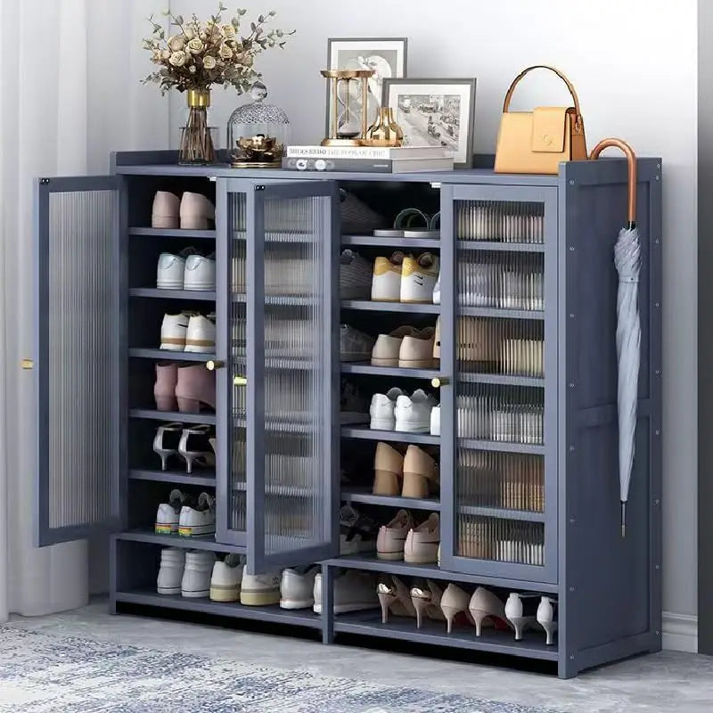 Bamboo Shoe Cabinet 8-Tier Freestanding Storage Organizer Rack for Shoes