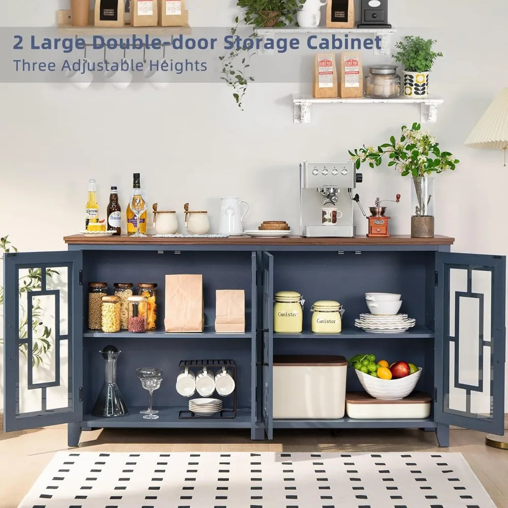Large Sideboard Buffet Cabinet 63" Farmhouse Kitchen Storage Bar