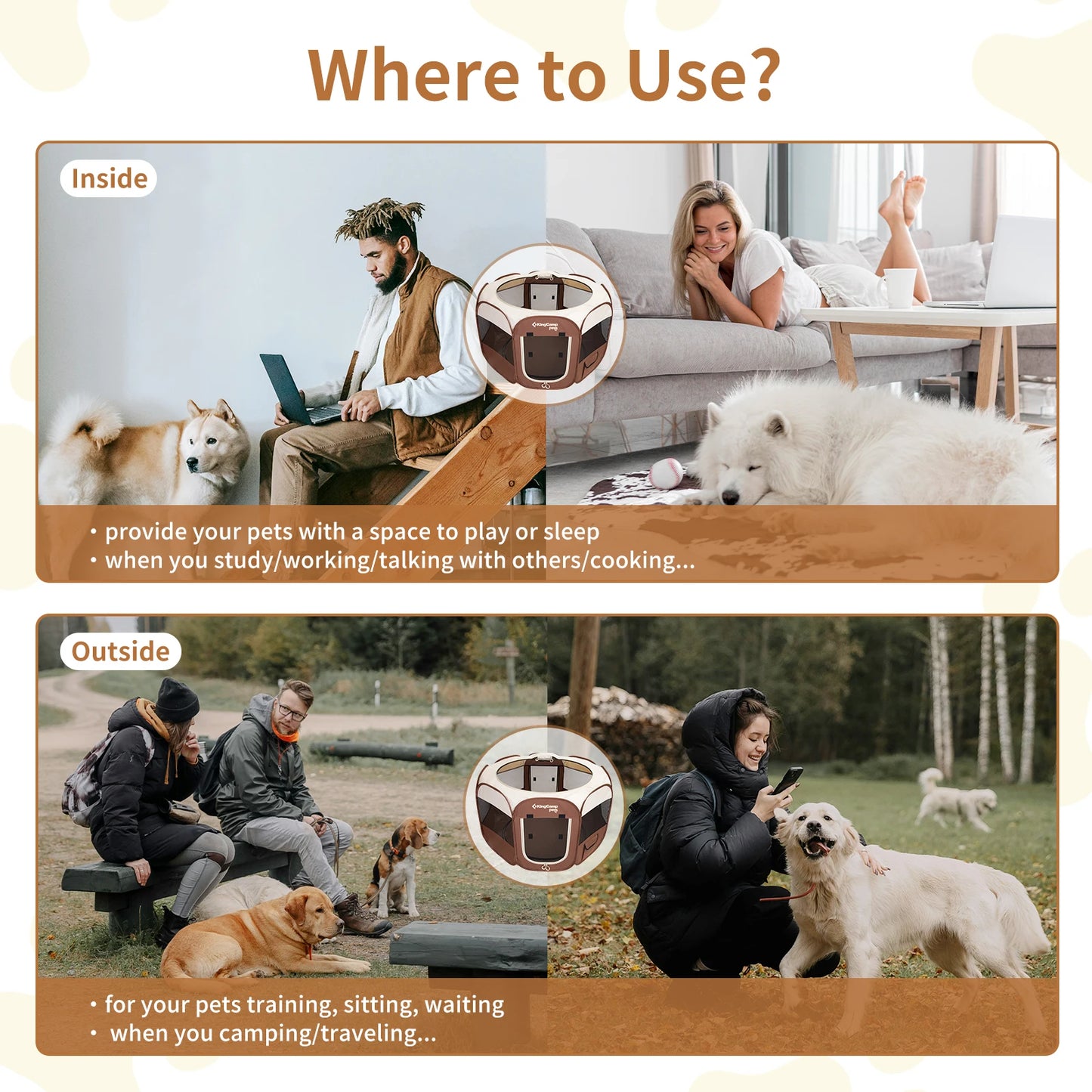 KingCamp Portable Dog Playpen Cat Tent Indoor Outdoor Foldable Kennel