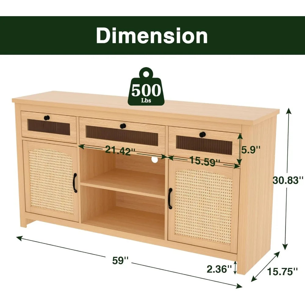 LED TV Stand for 65 Inch TV Modern Entertainment Center with Storage