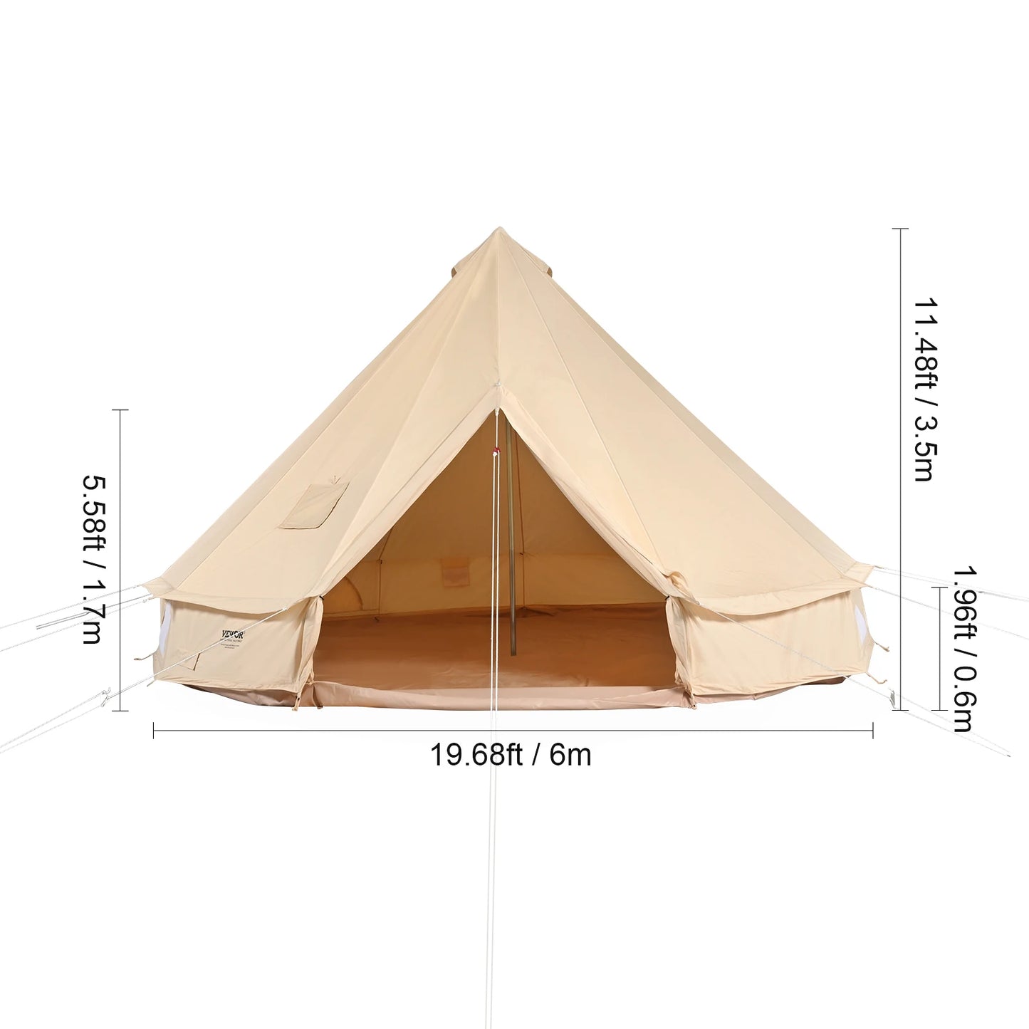 Ljustra Canvas Bell Tent 5m Yurt Tent for 8 People Camping Stove