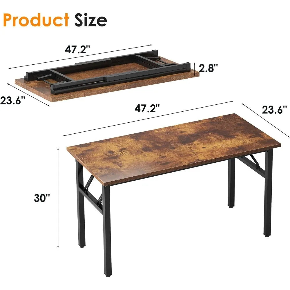 Ljustra 47 Inch Folding Computer Desk Office Desk BIFMA Certified Rustic Brown