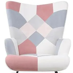 Mid Century Rocking Chair Fabric Recliner with Wood Legs for Living Room