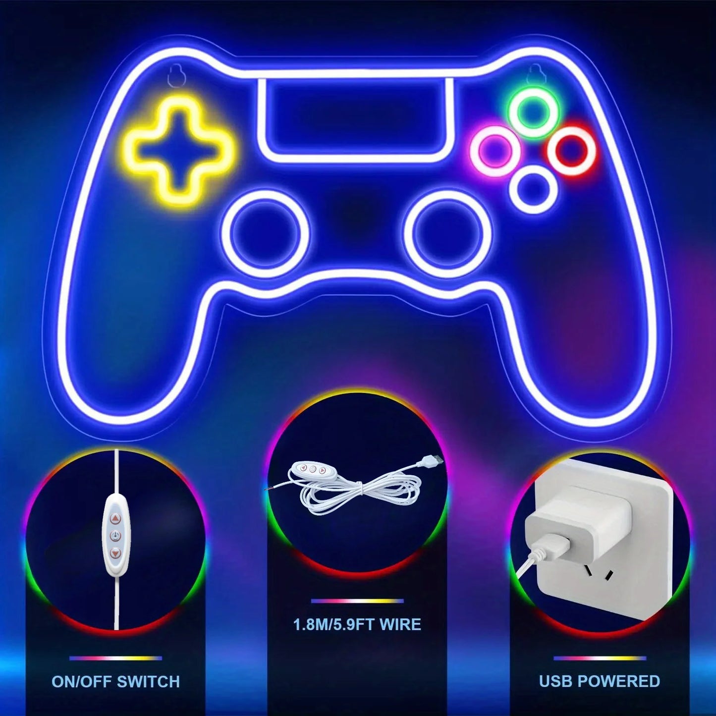 Game Controller LED Neon Sign Wall Art for Bedroom Party Gift