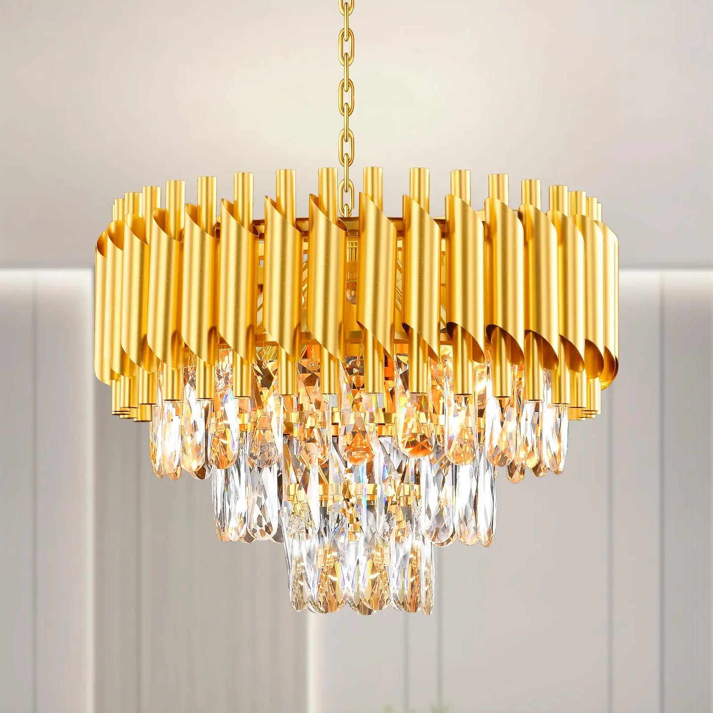 Modern Crystal Chandeliers Flush Mount Ceiling Light for Dining Room