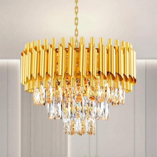 Modern Crystal Chandeliers Flush Mount Ceiling Light for Dining Room