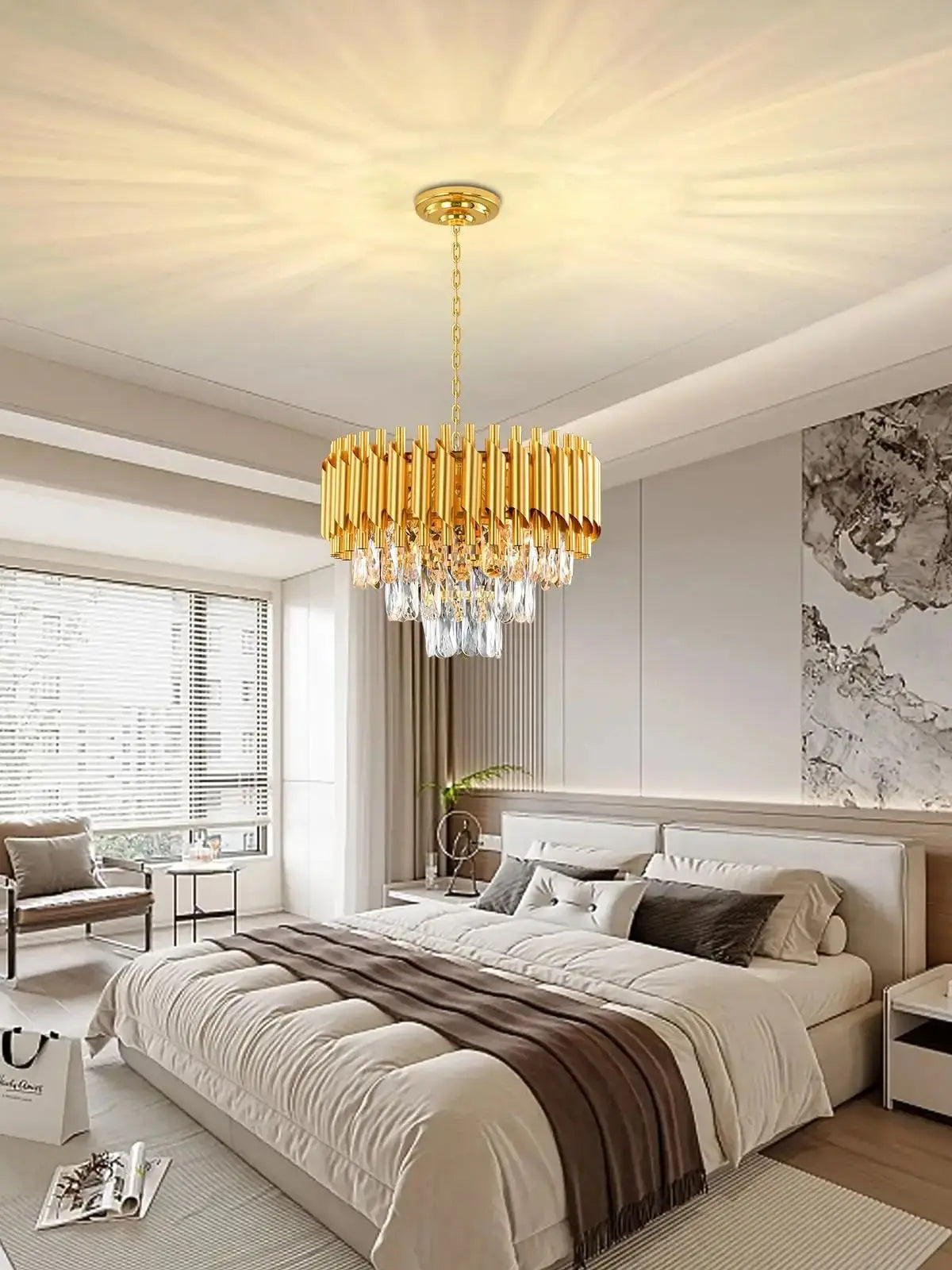 Modern Crystal Chandeliers Flush Mount Ceiling Light for Dining Room
