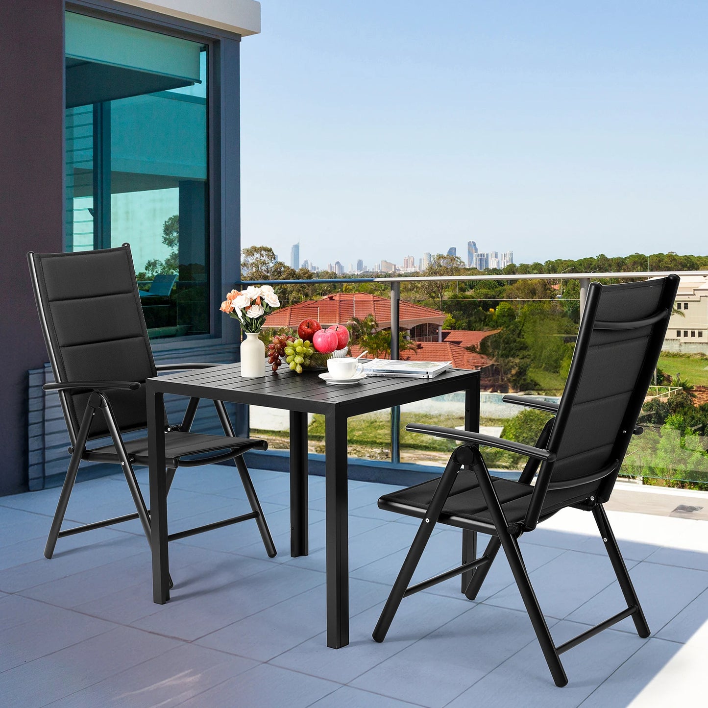 Foldable Garden Chair with Adjustable Backrest and Armrests Outdoor