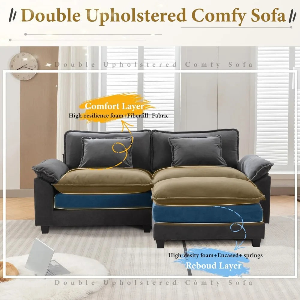 Ljustra Modular Sectional Sofa Comfy Cloud Couch Velvet Sleeper