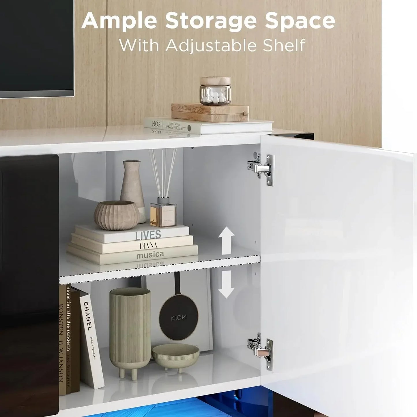 Fireplace TV Stand 70" Modern Entertainment Center with LED Lights