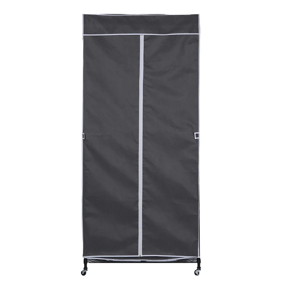 Portable Storage Closet with Wheels Heavy Duty Garment Rack with Cover