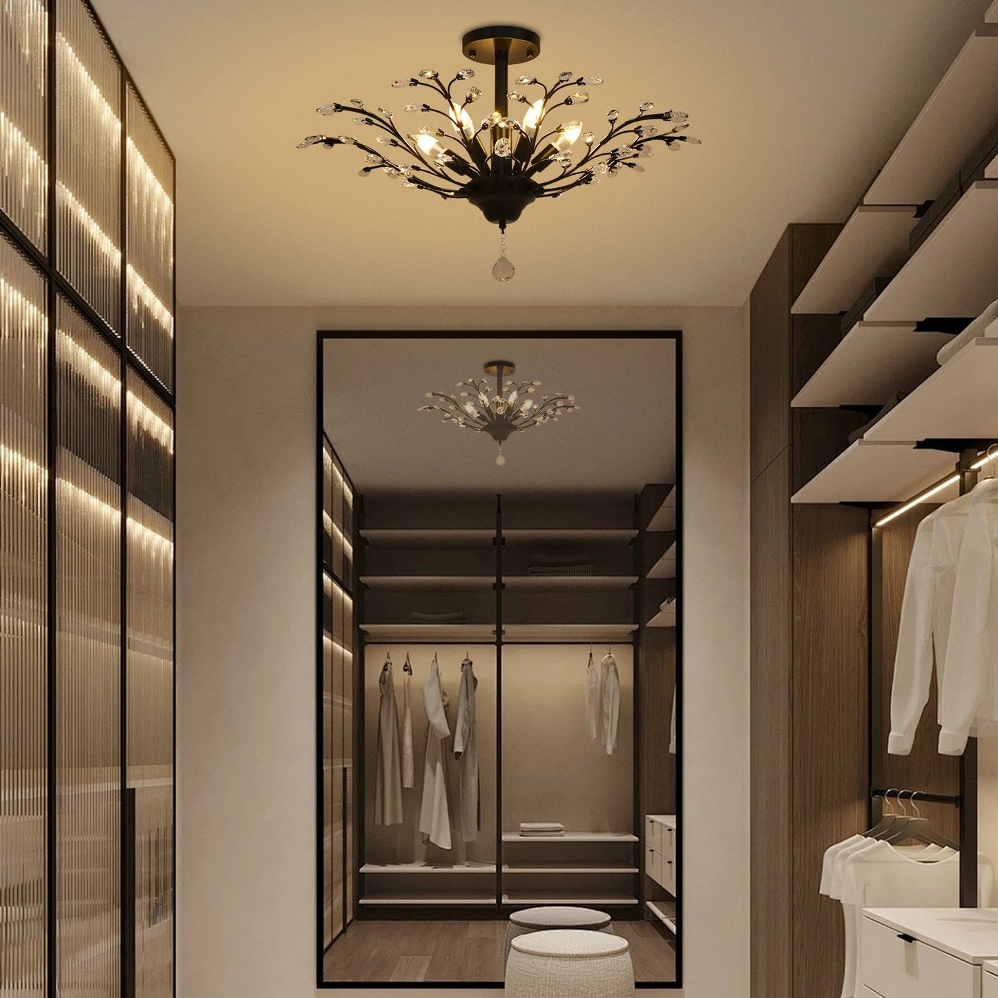 Vintage Crystal Chandelier Pendant Light for Living Rooms Entrances