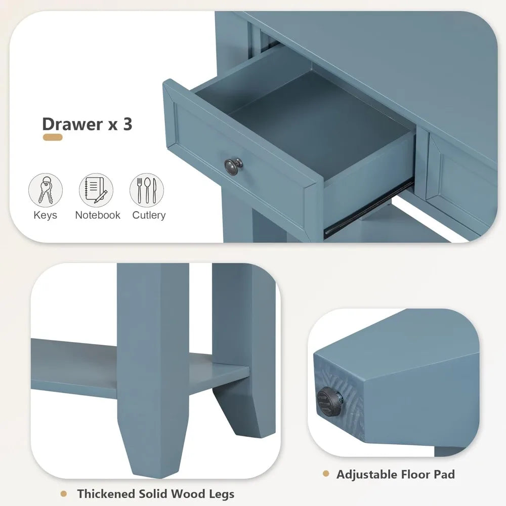 Farmhouse Modern Console Table 55.4 Inch Entryway Sofa Table with Drawers