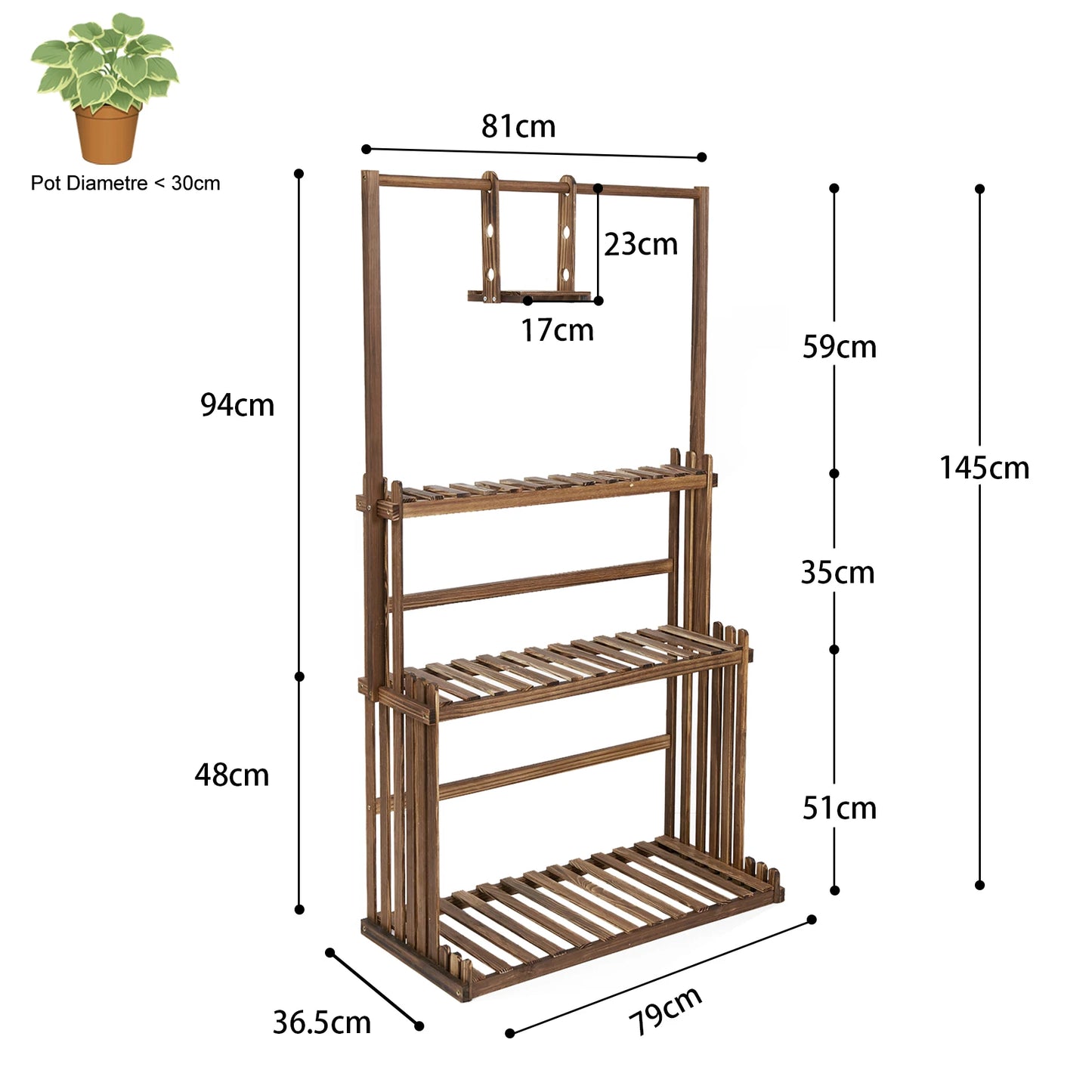 Heavy Duty 3 Tier Wood Plant Stand Tall Flower Display Rack