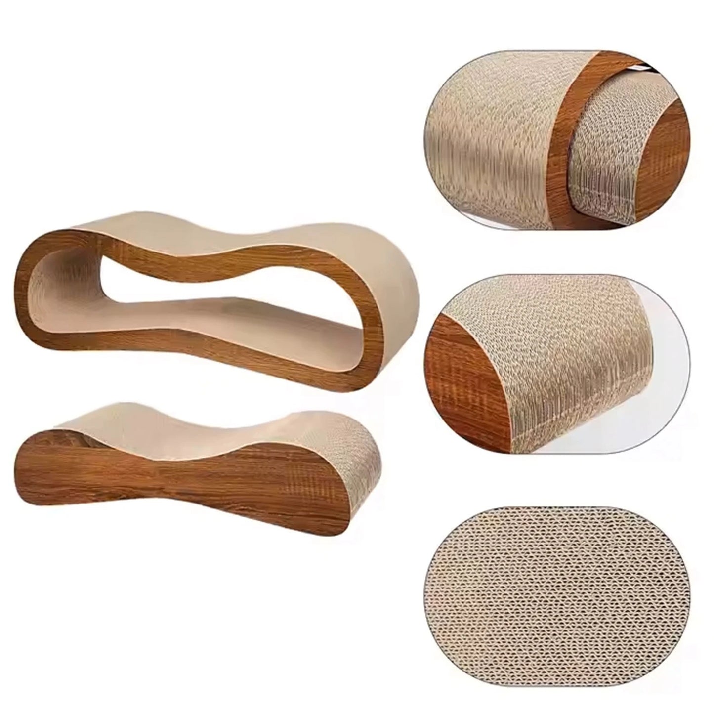 2 in 1 Cat Scratcher Lounge Bed Durable Cardboard Prevents Furniture Damage