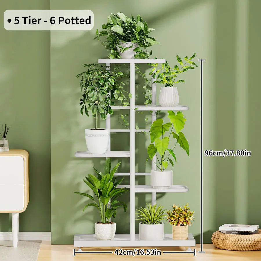 Ljustra Plant Shelves Iron Potted Flower Stand Indoor Outdoor Organizer