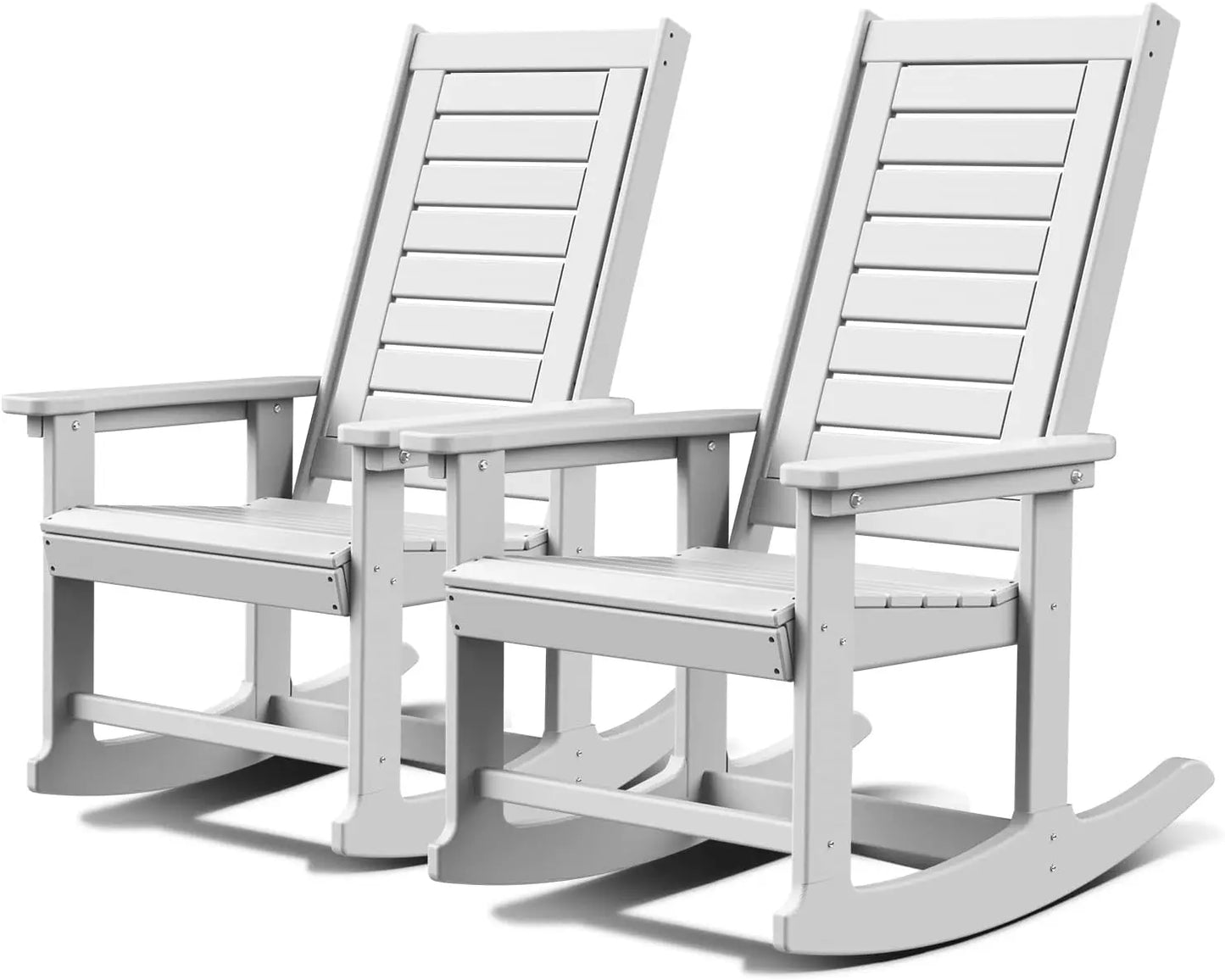 Outdoor Rocking Chairs Set of 2 HDPE Plastic Oversized Rockers