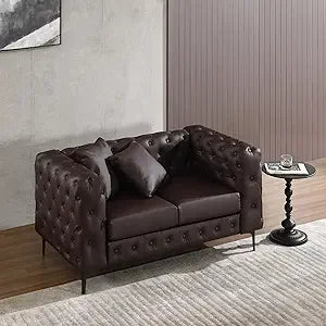 Chesterfield Faux Leather Loveseat Modern PU Leather Couch Sofa