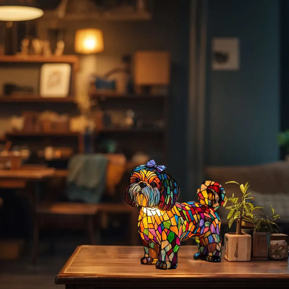 Resin Dog Series Night Light Cute Pet Dog Themed LED Table Lamp