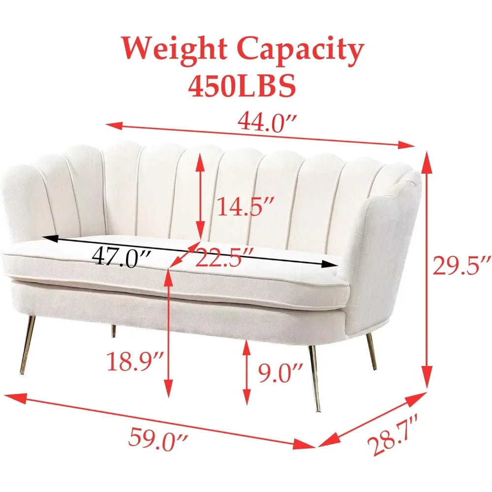 59 Inch Modern Chenille Loveseat Sofa Small Couch with Flower Back