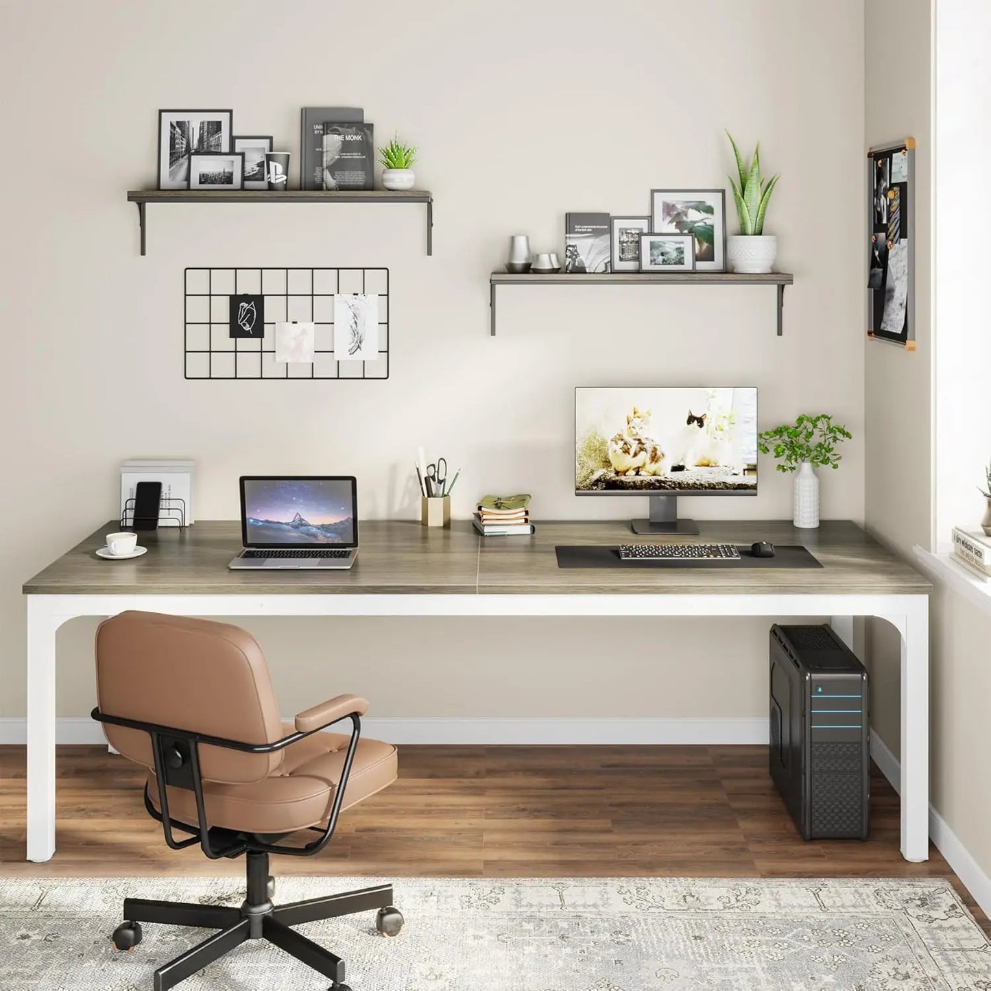 Extra Long Computer Desk 2 Person Home Office Workstation 78.7 Inches