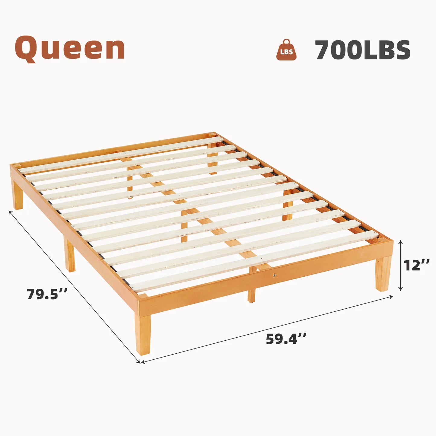 Ljustra Queen Solid Wood Bed Frame Eco-Friendly Easy Assembly