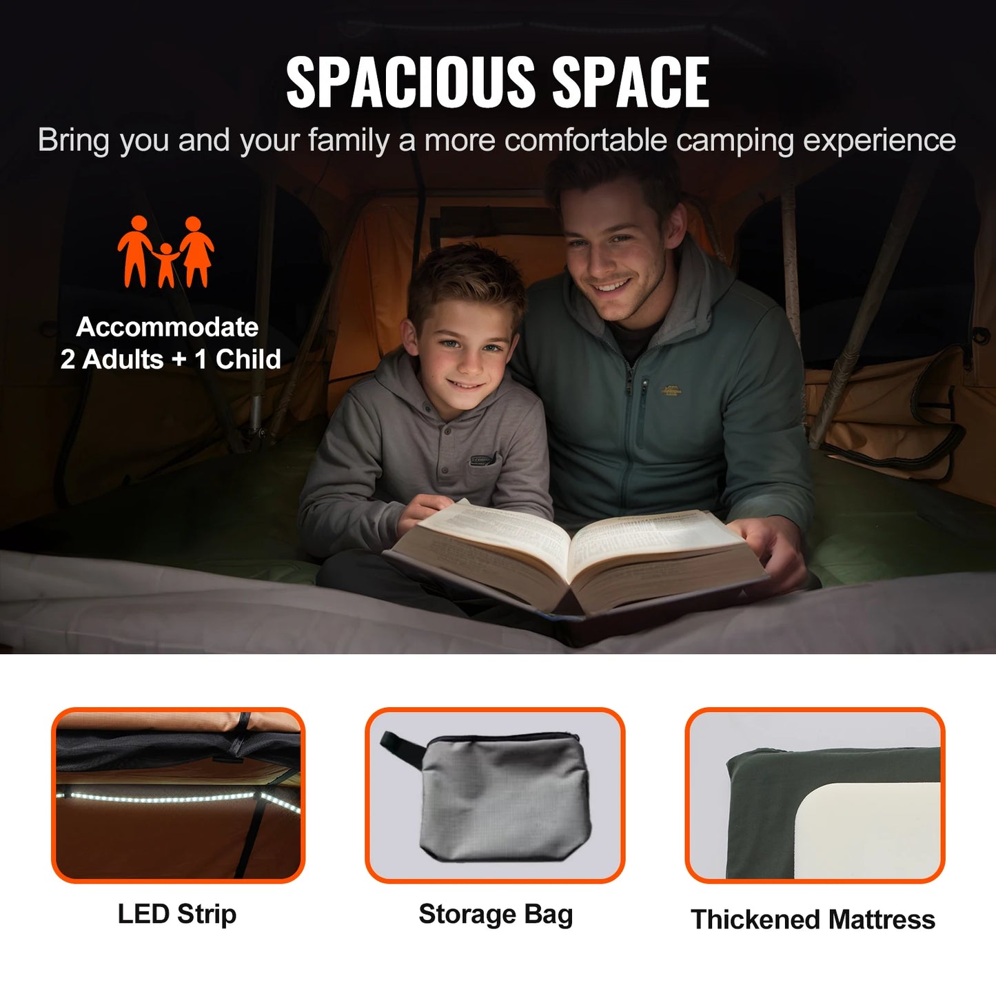 Ljustra Rooftop Tent Hardshell Folding Tent for Jeep SUV Van Truck