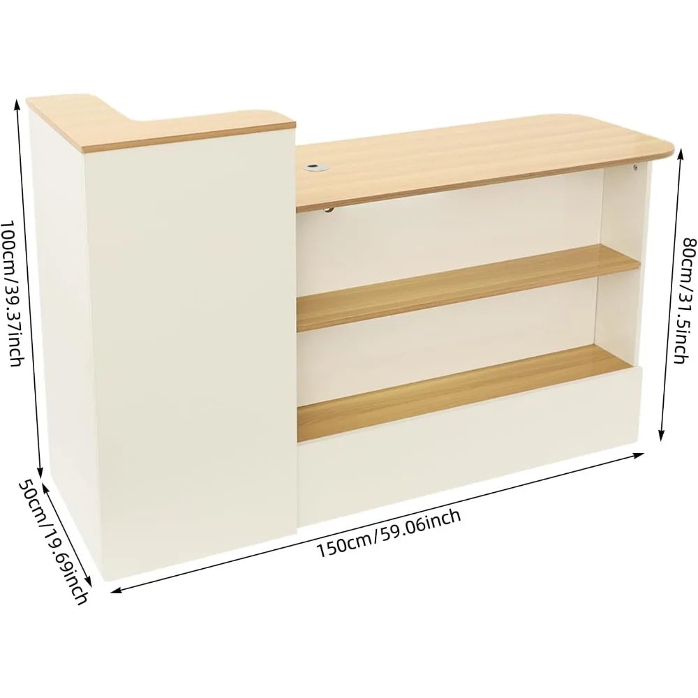 Modern Reception Desk Office Front Desk with Storage Lockable Drawer