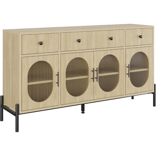 62 Inch Large Sideboard Buffet Storage Modern Farmhouse Coffee Bar