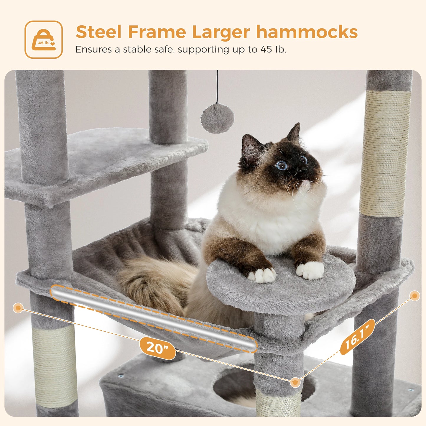 Multi-Level Cat Tree Tower Scratching Posts Hammock Condo Indoor Cats