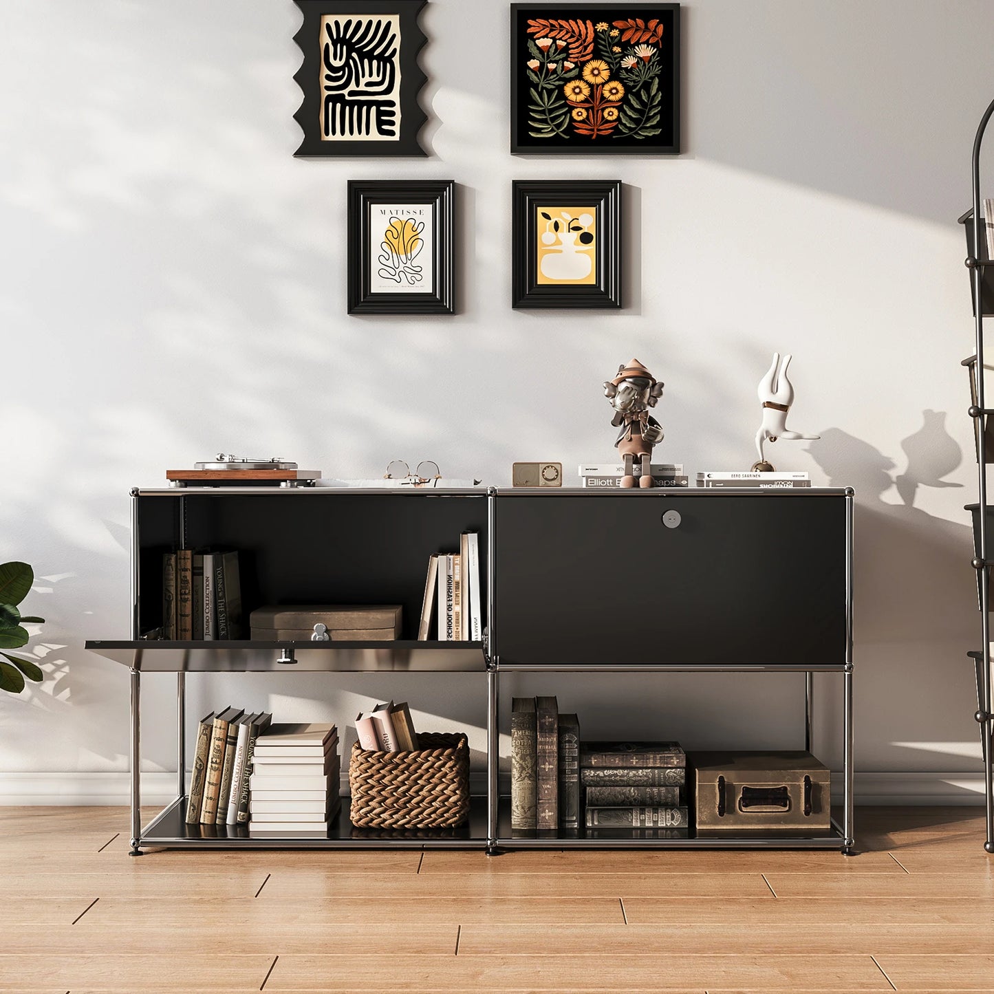 Modern TV Stand Storage Cabinet Metal Frame Living Room Office Furniture