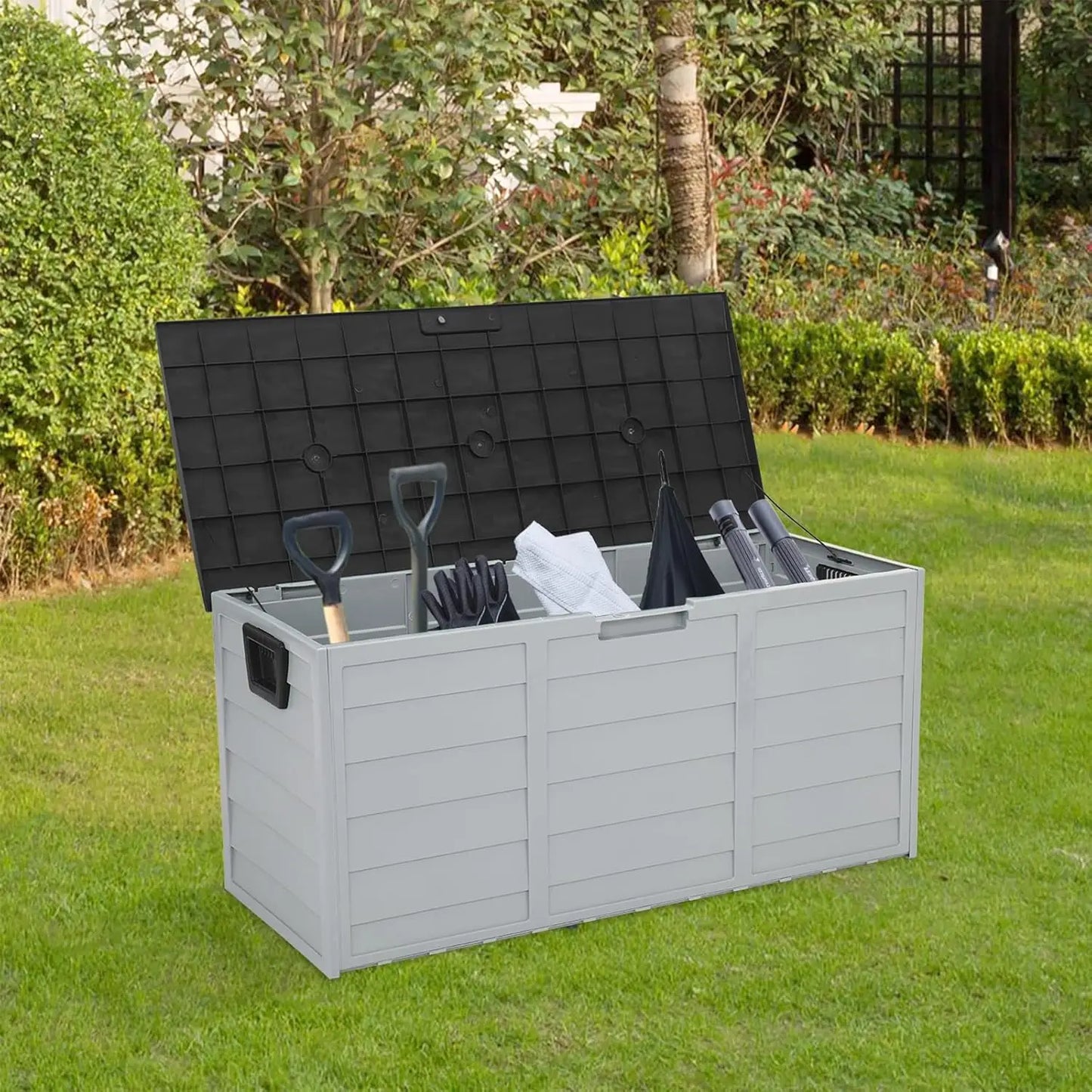 Ljustra 75 Gallon Outdoor Storage Box Waterproof Deck Box with Wheels