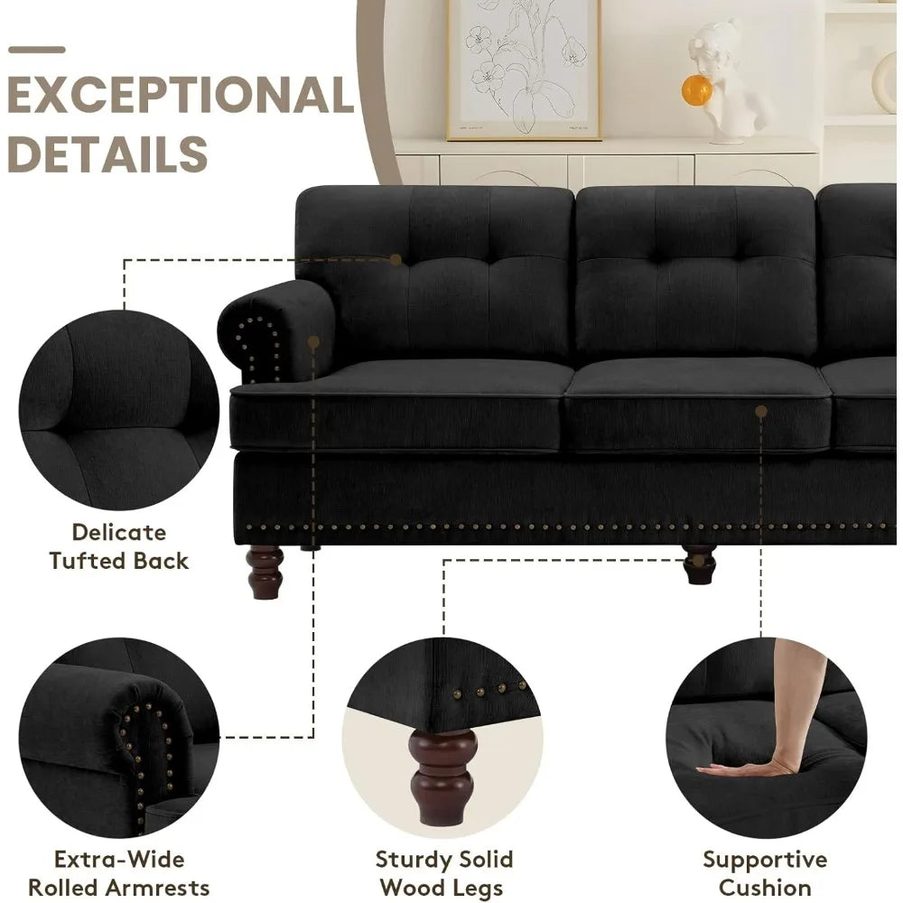 Ljustra 86 Inch 3-Seater Tufted Sofa Set with Accent Chair